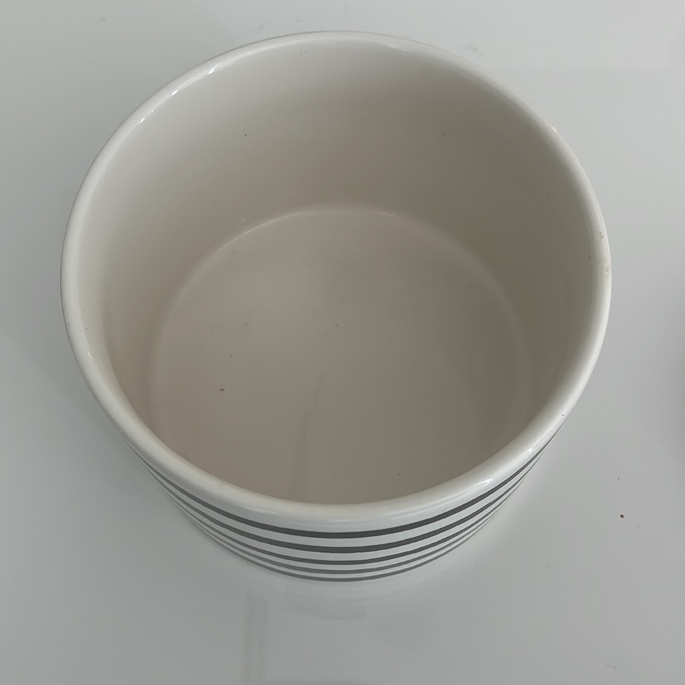 Large Ceramic Canister with Wood Lid-Black Stripe - Picture 2 of 5